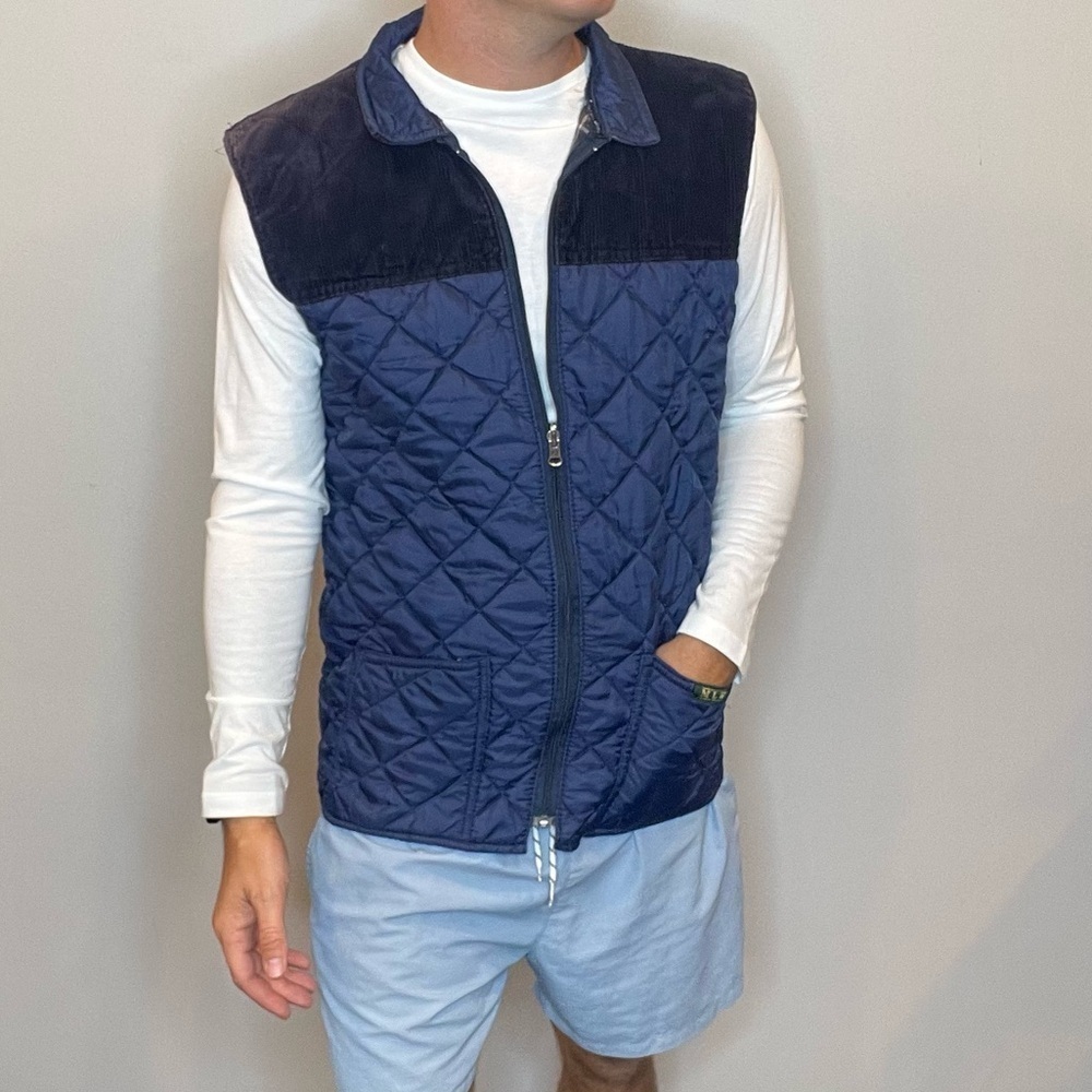 ๐ Vintage Exclusive MLW Vest โ Shades of Blue with Velvet Detail ๐